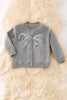 Gray sequins bow cardigan. TPG51047 JEAN