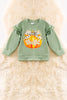 Thankful pumpkin printed on green long sleeve top. TPG50759 Jean