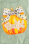Thankful pumpkin printed on green long sleeve top. TPG50759 Jean