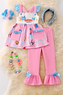  Pink Dr.Seu** pirnted 2 piece set. OFG50218 AMY