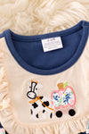 Navy blue cow applique baby onesie with snaps. RPG52434 SOL