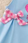 Heart on blue dress with side bows. DRG50071 AMY