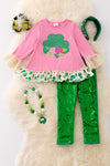 St.Patricks pink tunic & sequins leggings. OFG50108 JEAN