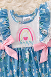 "Happy" Floral printed baby romper with side bows. RPG50152 AMY