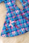 Plaid Cat in the ha* printed tunic simulating extender & bell bottoms. OFG50221 NAY