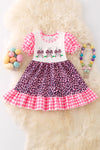 Easter bunny cheetah dress with ruffle hem. DRG50361 NAY