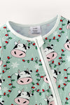 Christmas cow printed on mint baby bodysuit. RPG65489 MON