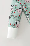 Christmas cow printed on mint baby bodysuit. RPG65489 MON