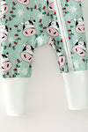 Christmas cow printed on mint baby bodysuit. RPG65489 MON