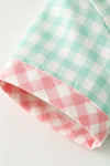 Mint and pink gingham button up boys shirt. TPB60617 SOL