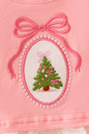 Coral Christmas tree embroidered baby tunic and bloomers. RPG65139 SOL