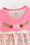 Pink pumpkin printed baby romper with embroidered detail. RPG64338 SOL