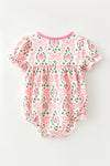 Pink pumpkin printed baby romper with embroidered detail. RPG64338 SOL
