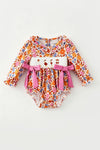 Fall floral printed baby bodysuit with embroidered ducks. RPG65389 AMY