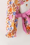 Fall floral printed baby bodysuit with embroidered ducks. RPG65389 AMY