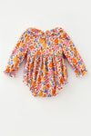 Fall floral printed baby bodysuit with embroidered ducks. RPG65389 AMY