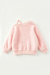 Pink cold shoulder christmas sweatshirt with glitter applique. TPG60686 MON