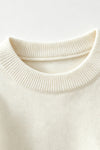 Multi color embroidered Christmas tree on white sweater. TPG60742 MON