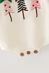 White Christmas tree knit baby bodysuit. RPG65197 AMY