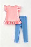 Pumpkin applique top and blue leggings. OFG62677 SOL