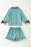 Green & white stripe pajamas. PJG60497 AMY