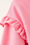 Merry Christmas Pink ruffle top sweatshirt and animal printed bottoms. OFG62977 MON