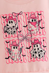 Ghost printed on pink long sleeve top and cow printed bell bottoms. OFG63275 SOL