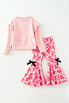 Ghost printed on pink long sleeve top and cow printed bell bottoms. OFG63275 SOL