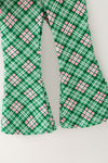 Pink long sleeve Christmas applique top and green plaid bottoms. OFG63352 SOL