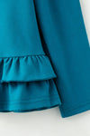Teal tunic with pumpkin applique and floral leggings. OFG63393 SOL