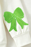 White Christmas application top and multi color stripe bottoms. OFG63377 SOL