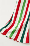 White Christmas application top and multi color stripe bottoms. OFG63377 SOL