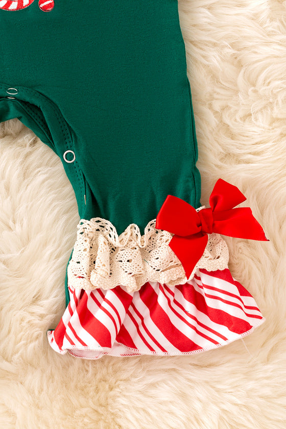 Ho Ho Ho" green girls Christmas romper. RPG51890 SOL