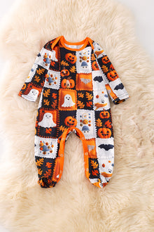  Ghost patch printed baby onesie with footie. RPG53723 amy