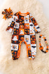 Ghost patch printed baby onesie with footie. RPG53723 amy
