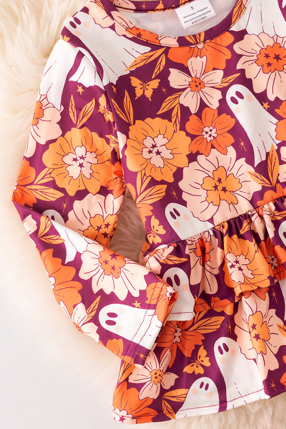 Ghost floral printed ruffle tunic and pants. OFG52305 Sol