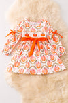 Pumpkin printed smock dress. DRG52994 AMY