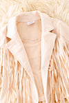 Ivory faux suede fringe jacket. TPG651522239 SOL1