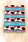 (Western) Aztec & cow printed girls baby blanket. (38" X 40")