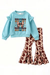 Howdy Howdy" Blue long sleeve top and cow bell bottoms. OFG63276 MON
