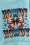 Howdy Howdy" Blue long sleeve top and cow bell bottoms. OFG63276 MON