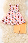 Highland cow-shoe horse printed dress with scalloped hem & shorts. OFG60139 JEAN