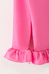 Pink Christmas long sleeve top with ruffle hem and Christmas printed bottoms. OFG62970 AMY