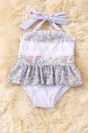Daddy's Girl" Purple ditsy floral swimsuit. SWG60071 SOL