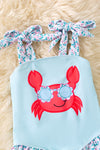 Crab applique on blue bodysuit. SWG60122 SOL