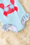 Crab applique on blue bodysuit. SWG60122 SOL