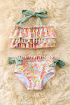 Coral floral tiered top and bottoms. SWG60089 AMY