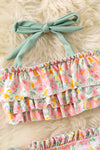 Coral floral tiered top and bottoms. SWG60089 AMY