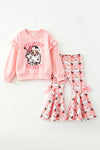 Howdy Santa" Pink sweatshirt and Santa & checkered printed bottoms. OFG62976 SOL
