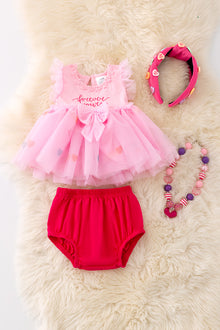  "Forever Yours" heart printed tulle dress with bloomers. RPG41326 NAY